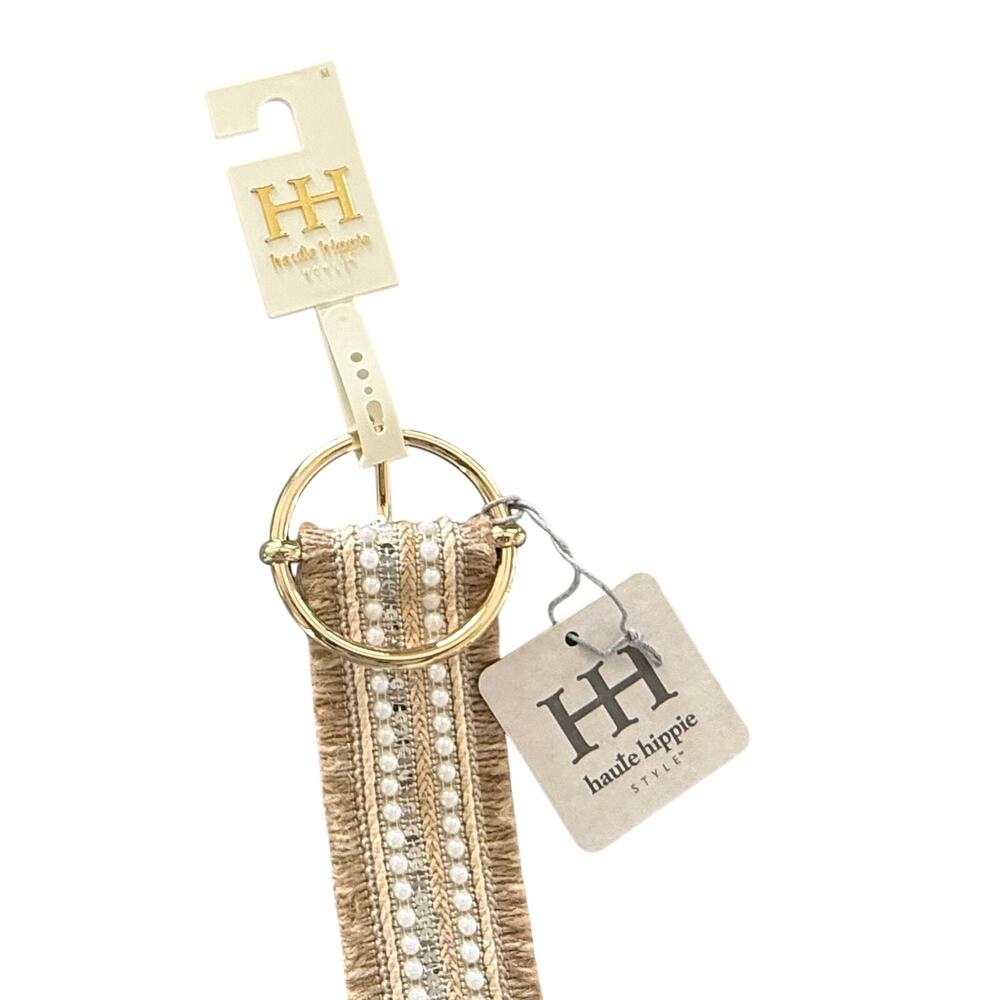 NWT Haute Hippie Style Boho Pearl & Sequin Woven Belt - Size M - Picture 5 of 16